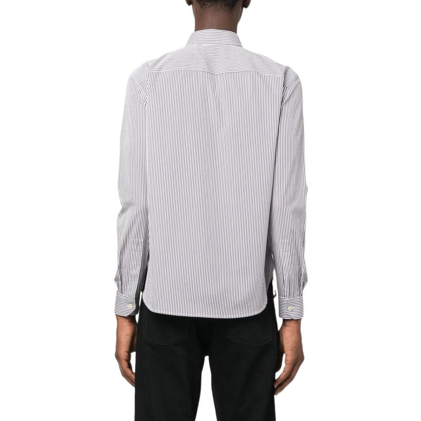 Shop 聖羅蘭 SS22 黑色條紋單排扣翻領長袖襯衫 712700Y6E769091