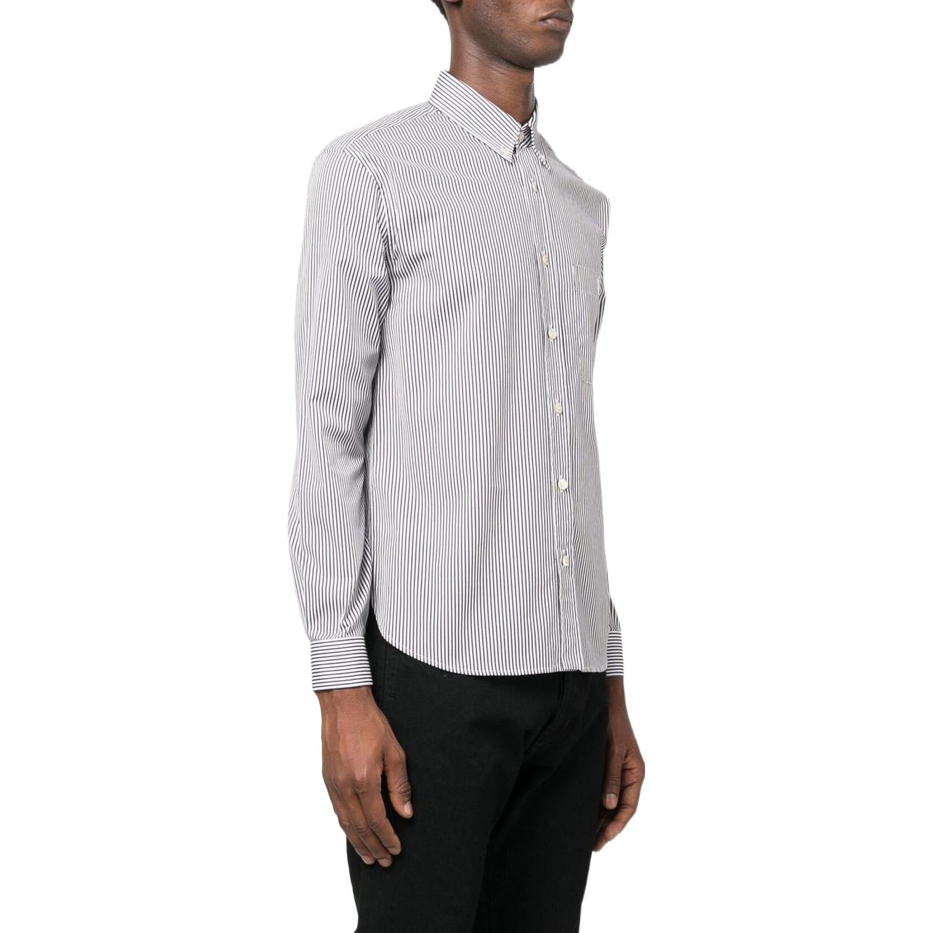Purchase 聖羅蘭 SS22 黑色條紋單排扣翻領長袖襯衫 712700Y6E769091