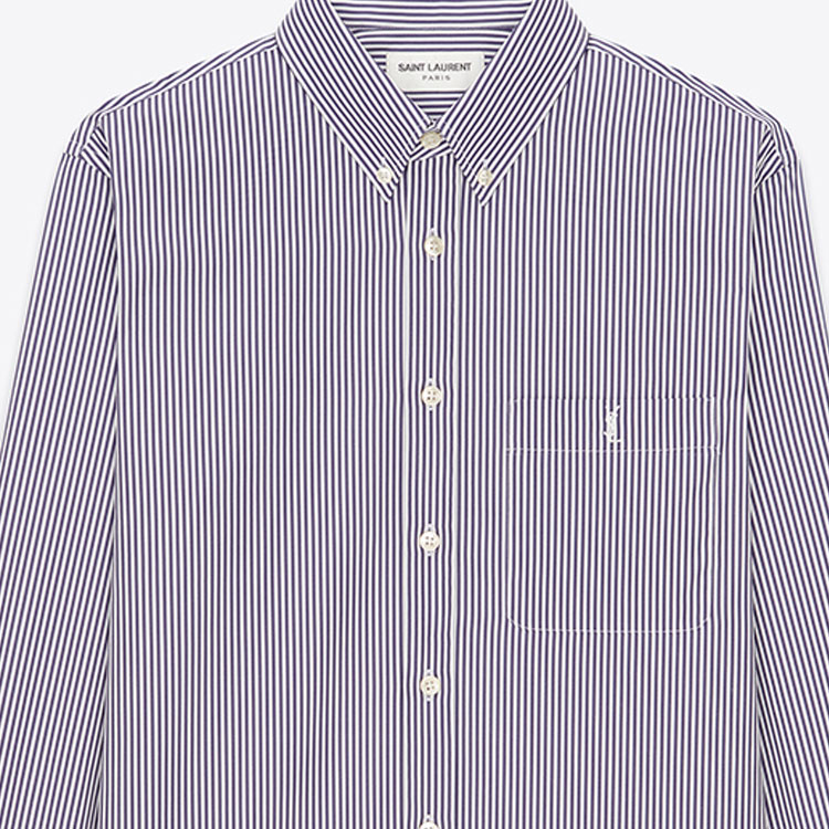 Details for 聖羅蘭 SS22 黑色條紋單排扣翻領長袖襯衫 712700Y6E769091