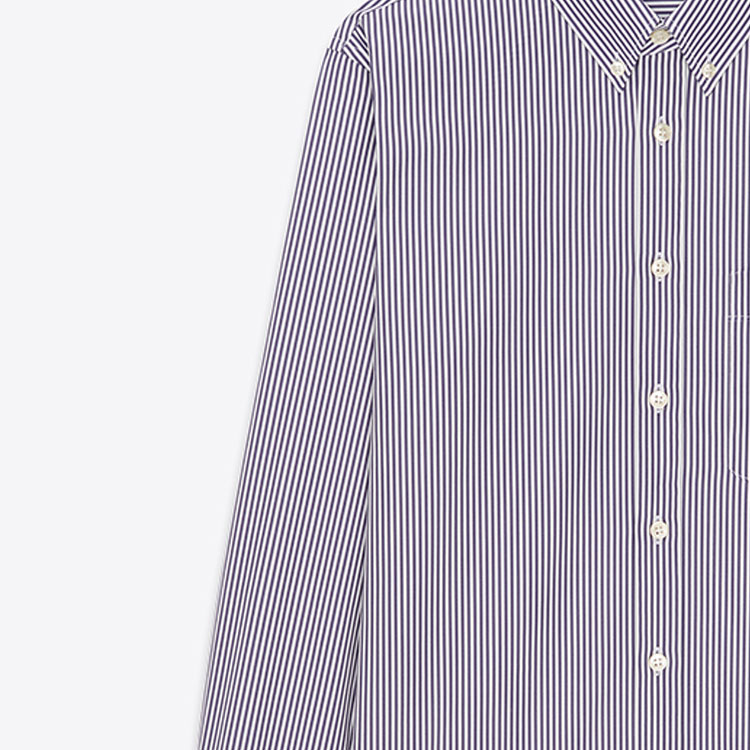 Sizing 聖羅蘭 SS22 黑色條紋單排扣翻領長袖襯衫 712700Y6E769091