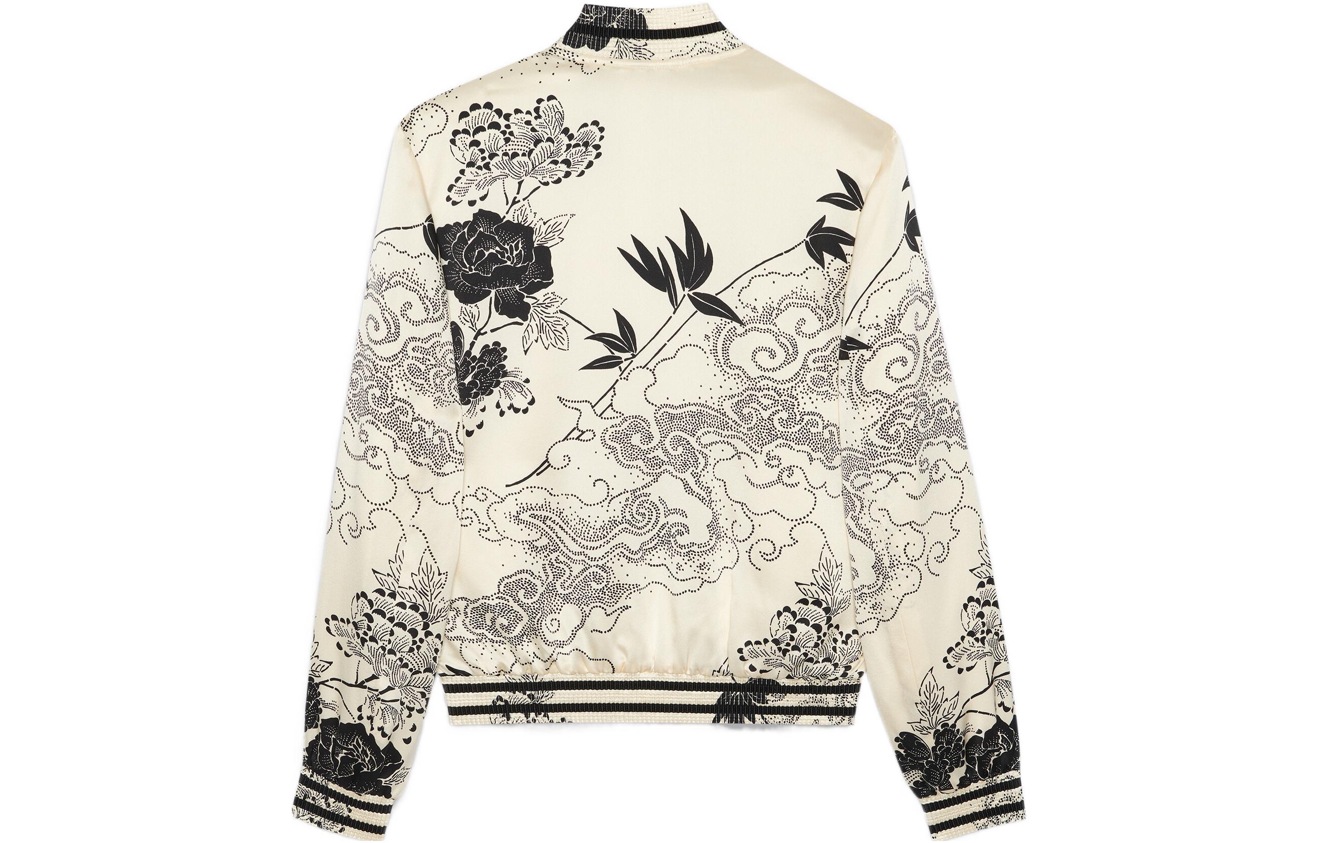 Lookbook 생로랑 SS22 테디 새틴 플로럴 지퍼 재킷 초크 화이트 685741Y1E379787