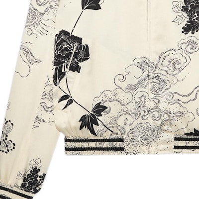 SAINT LAURENT SS22 Teddy Satin Floral Zip Jacket Chalk White 685741Y1E379787 Purchase SAINT LAURENT SS22 Teddy Satin Floral Zip Jacket Chalk White 685741Y1E379787