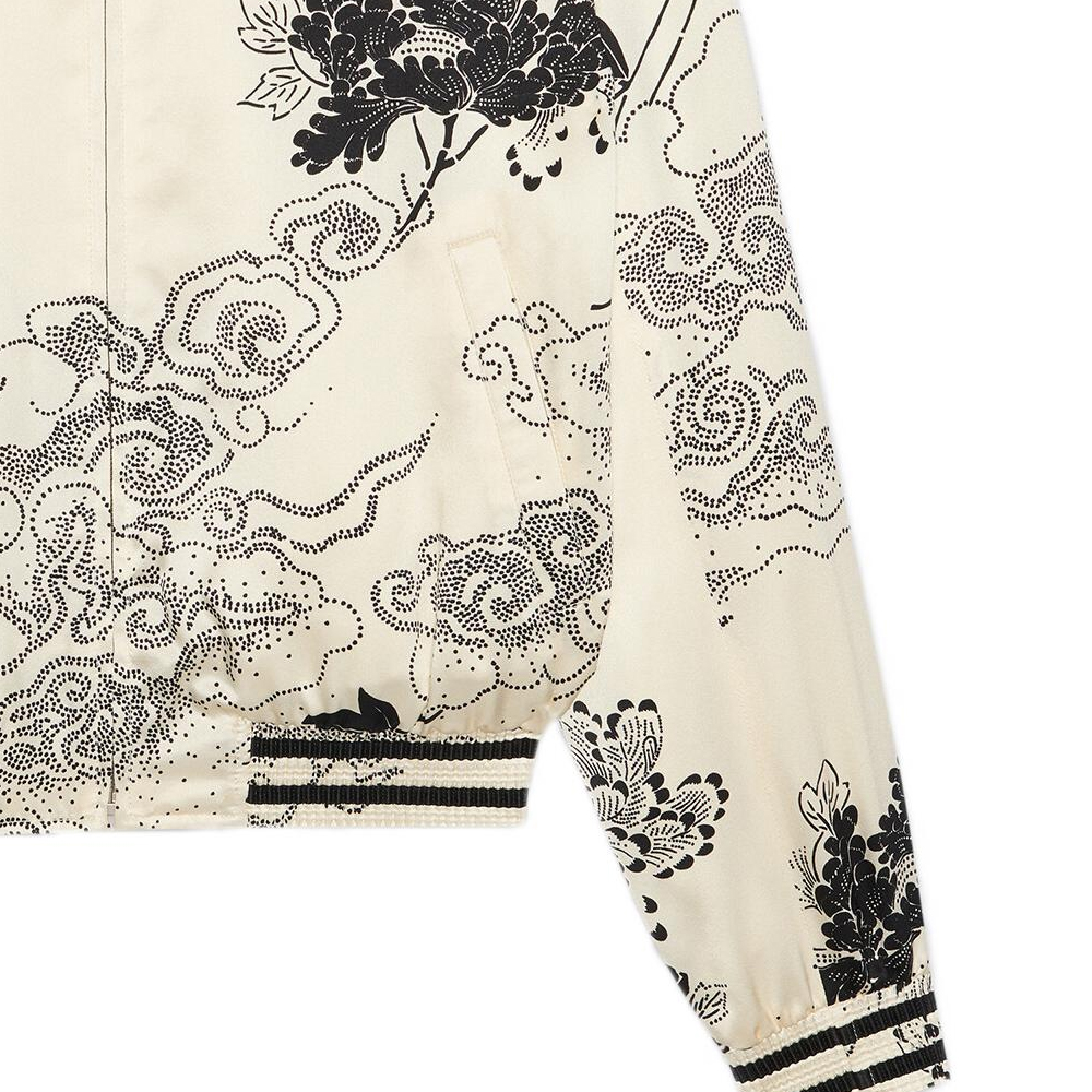 Details for 생로랑 SS22 테디 새틴 플로럴 지퍼 재킷 초크 화이트 685741Y1E379787