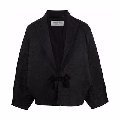 Saint Laurent SS22 V-Neck Straight-Cut Jacquard Jacket Black 691831Y1E221000