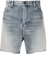 SAINT LAURENT SS22 Washed Raw Hem Straight Denim Shorts Men Blue 643542YV3724567 SAINT LAURENT SS22 Washed Raw Hem Straight Denim Shorts Men Blue 643542YV3724567