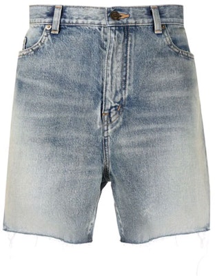SAINT LAURENT SS22 Washed Raw Hem Straight Denim Shorts Men Blue 643542YV3724567 Order SAINT LAURENT SS22 Washed Raw Hem Straight Denim Shorts Men Blue 643542YV3724567