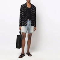Lookbook SAINT LAURENT SS22 男款水洗原邊藍色直筒牛仔短褲 643542YV3724567