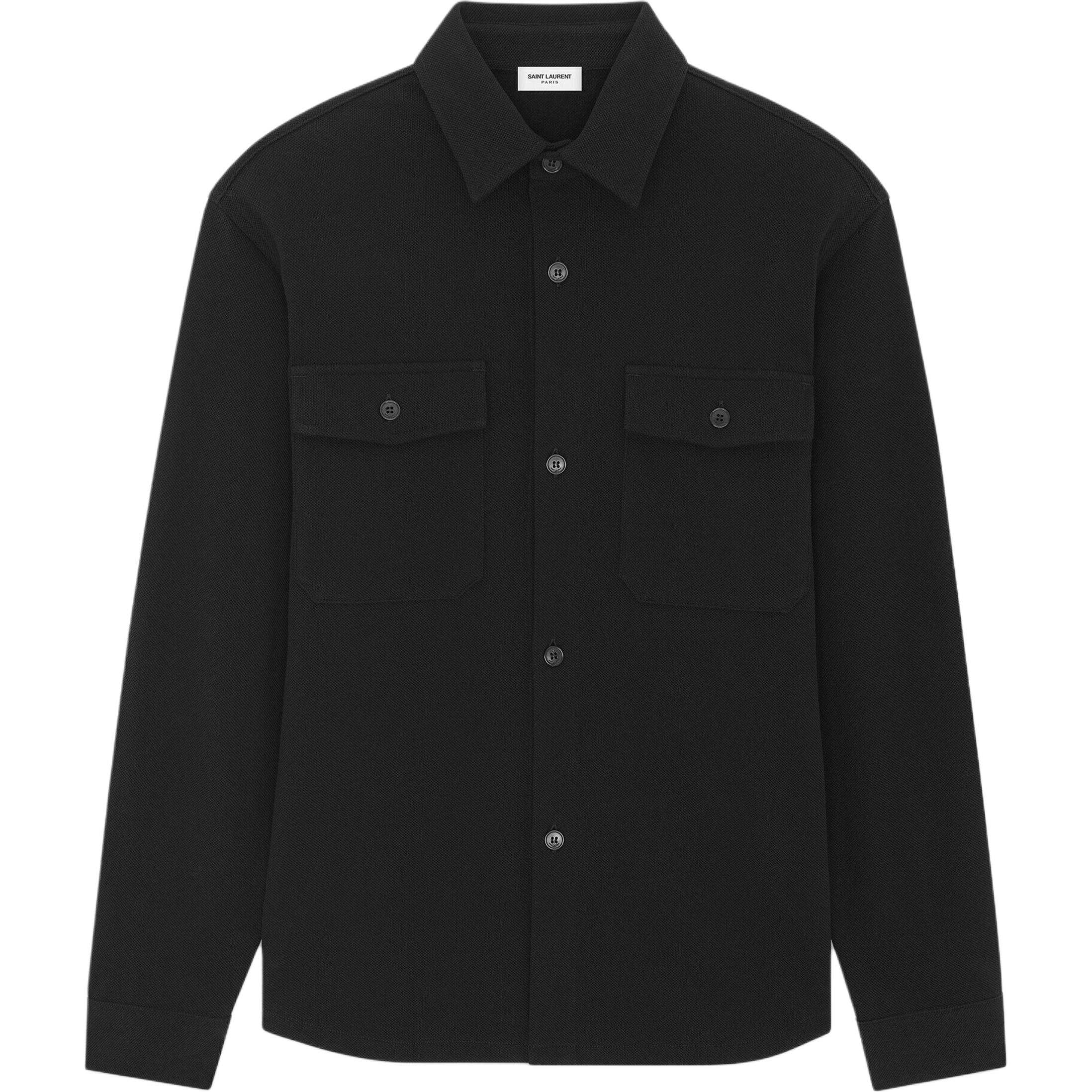 SAINT LAURENT SS23  Black Button-Up Long Sleeve Shirt Classic Design 733760Y37GV1000