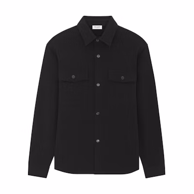 SAINT LAURENT SS23 Black Button-Up Long Sleeve Shirt Classic Design 733760Y37GV1000