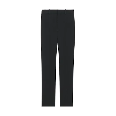 SAINT LAURENT SS23 Black High-Waisted Pleated Straight-Leg Suit Pants 745509Y7E631000