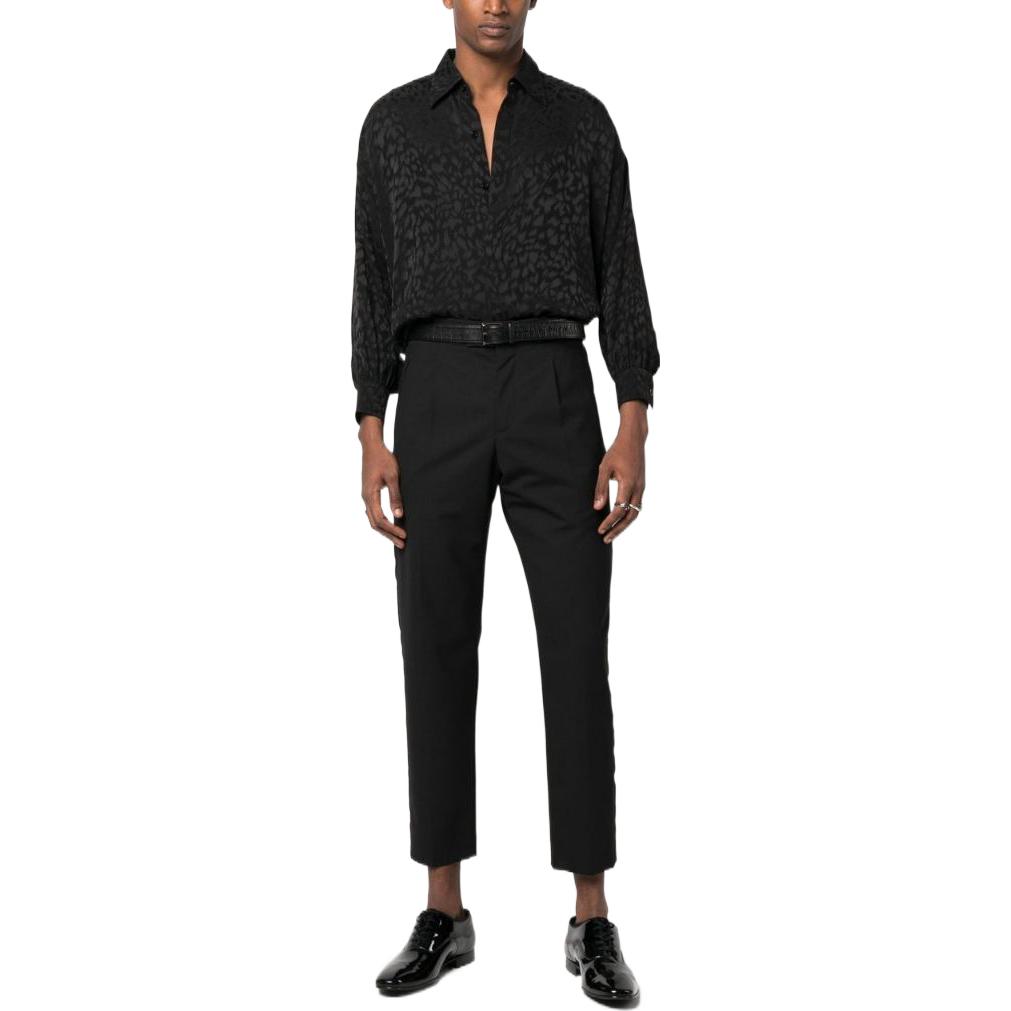 Lookbook 圣罗兰 SS23 黑色豹纹长袖衬衫 705698Y1F141000