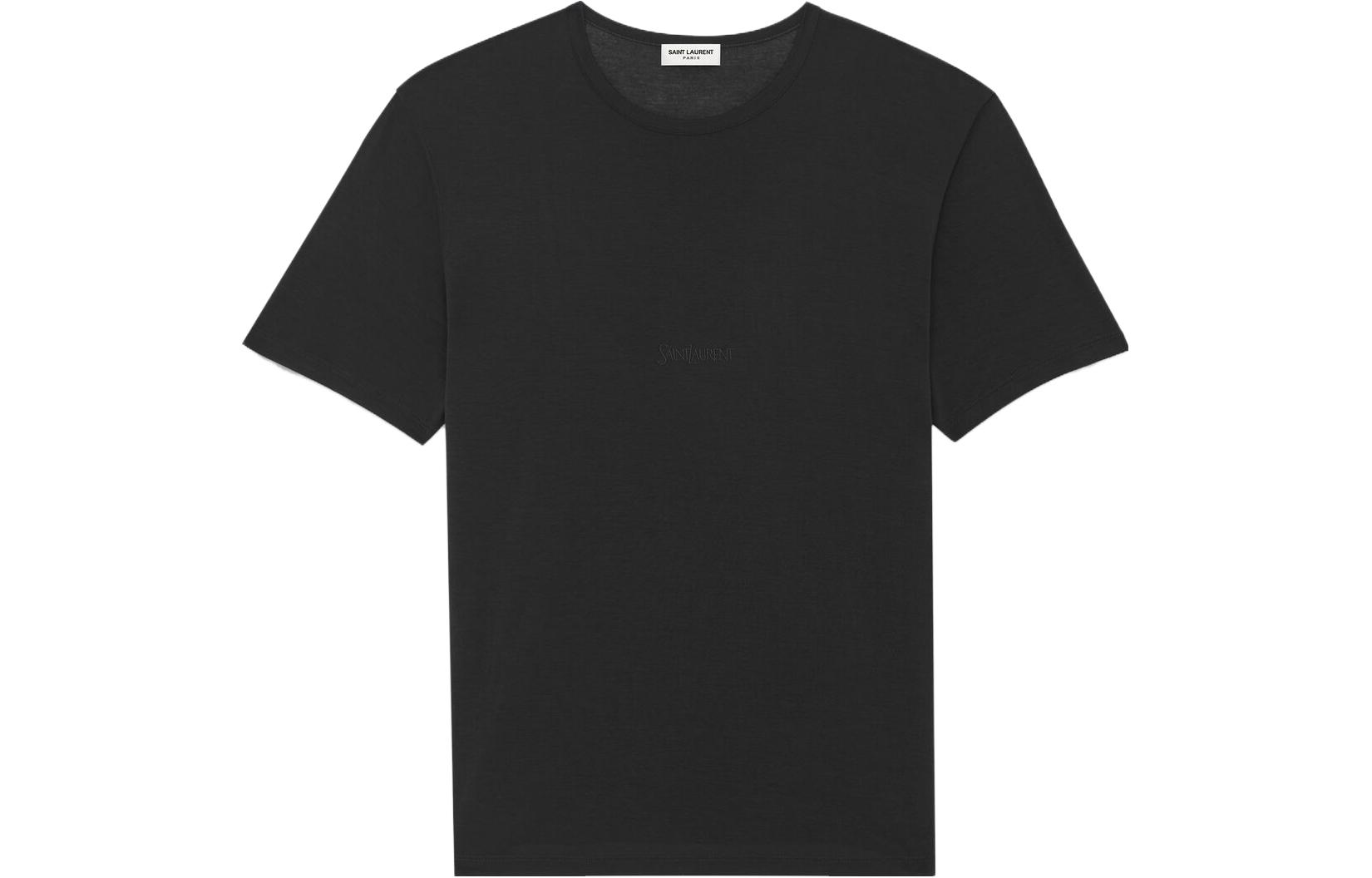 SAINT LAURENT SS23  Black Plain Crewneck Casual T-Shirt. 749102Y37IL1000