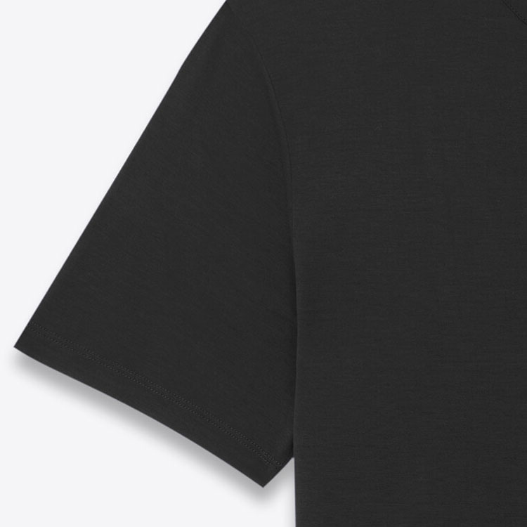 Details for 생 로랑 SS23 블랙 크루넥 캐주얼 티셔츠. 749102Y37IL1000