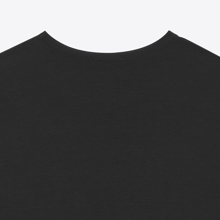 Cheap 생 로랑 SS23 블랙 크루넥 캐주얼 티셔츠. 749102Y37IL1000