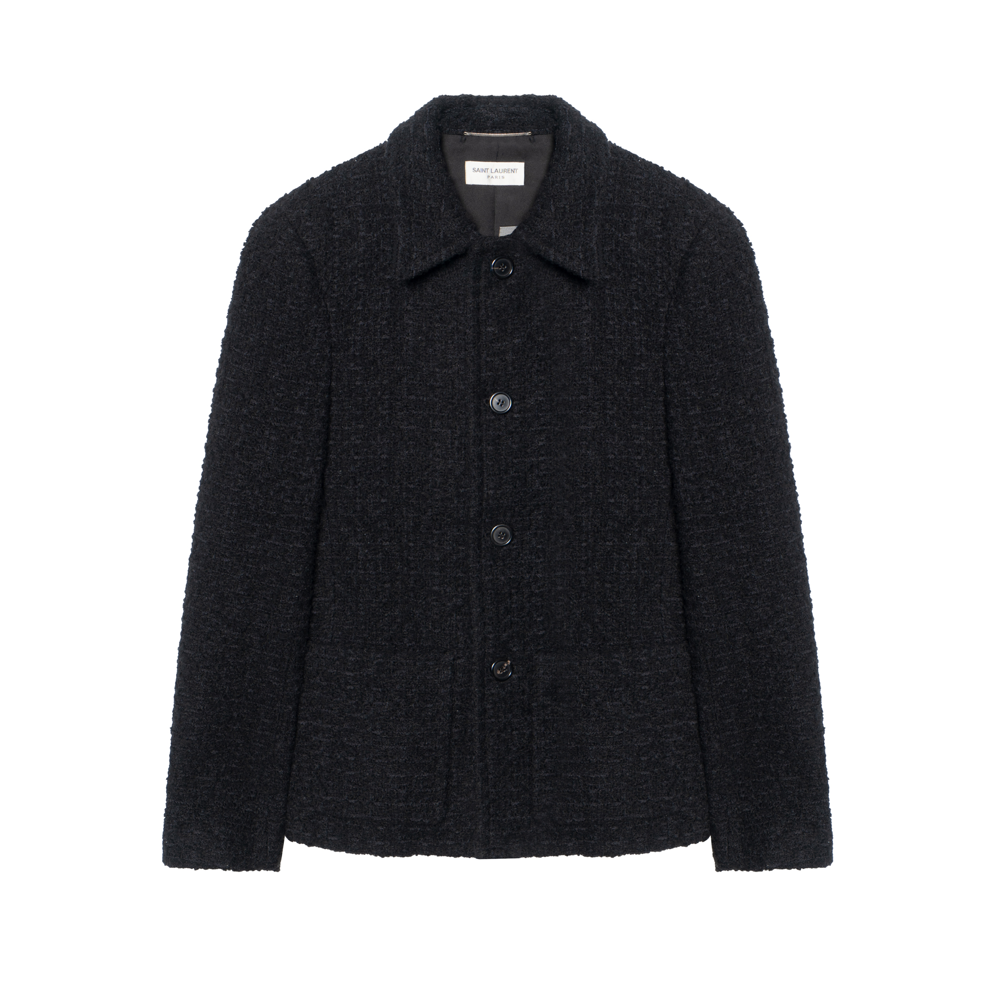 SAINT LAURENT SS23  Black Solid Color Long Sleeve Jacket. 728189Y7D301000