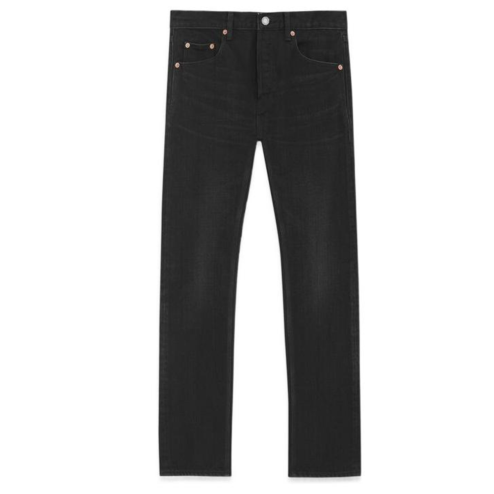 SAINT LAURENT SS23  Black Straight-Leg Mid-Rise Casual Cotton Jeans 725776Y954S1049