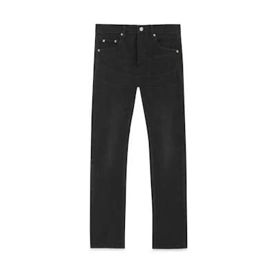 SAINT LAURENT SS23 Black Straight-Leg Mid-Rise Casual Cotton Jeans 725776Y954S1049