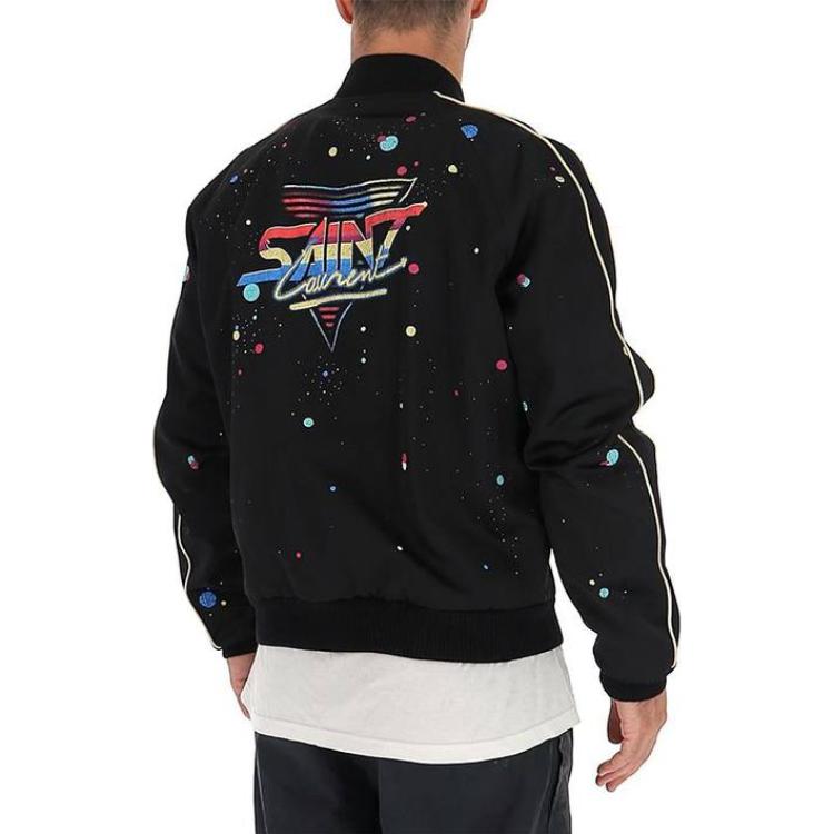 Shop 聖羅蘭SS23黑色條紋棒球領長袖外套 586919-Y359V-1052