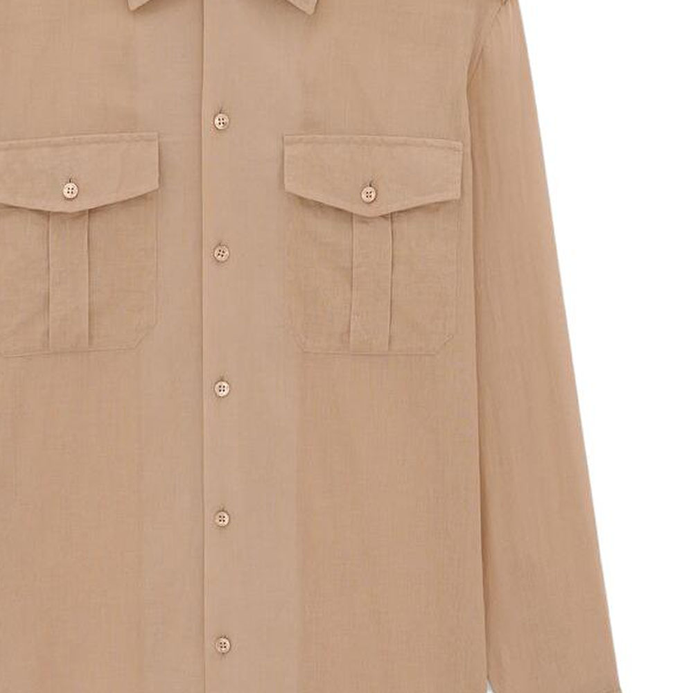 Details for SAINT LAURENT SS23 淺棕色棉混紡長袖襯衫 723183Y3E082323