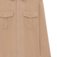 Details for SAINT LAURENT SS23 Light Brown Cotton Blend Long Sleeve Shirt. 723183Y3E082323