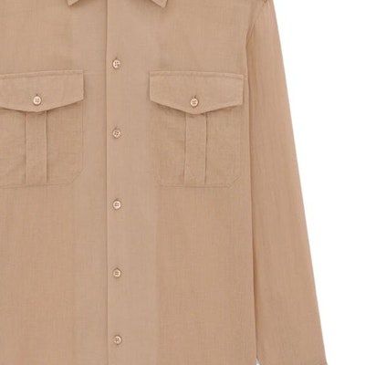 SAINT LAURENT SS23 Light Brown Cotton Blend Long Sleeve Shirt. 723183Y3E082323 Details for SAINT LAURENT SS23 Light Brown Cotton Blend Long Sleeve Shirt. 723183Y3E082323