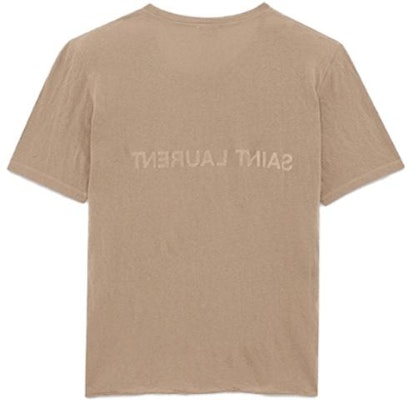 SAINT LAURENT SS23 Logo Print Crewneck T-Shirt Gray Brown 737736Y37HZ1553 Lookbook SAINT LAURENT SS23 Logo Print Crewneck T-Shirt Gray Brown 737736Y37HZ1553