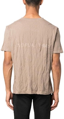 SAINT LAURENT SS23 Logo Print Crewneck T-Shirt Gray Brown 737736Y37HZ1553 Details for SAINT LAURENT SS23 Logo Print Crewneck T-Shirt Gray Brown 737736Y37HZ1553