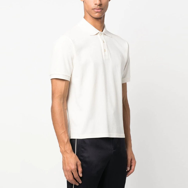 Sizing SAINT LAURENT SS23  Solid Button-Up Short Sleeve Polo Shirt Off-White. 713901Y37HC9502