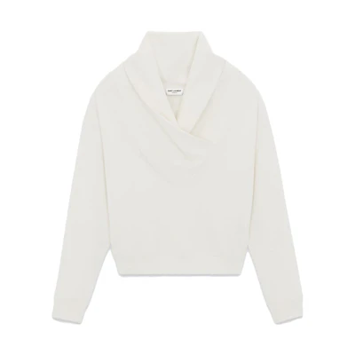 SAINT LAURENT SS23 White Ribbed Knit Casual Sweater 755059Y36SW9538