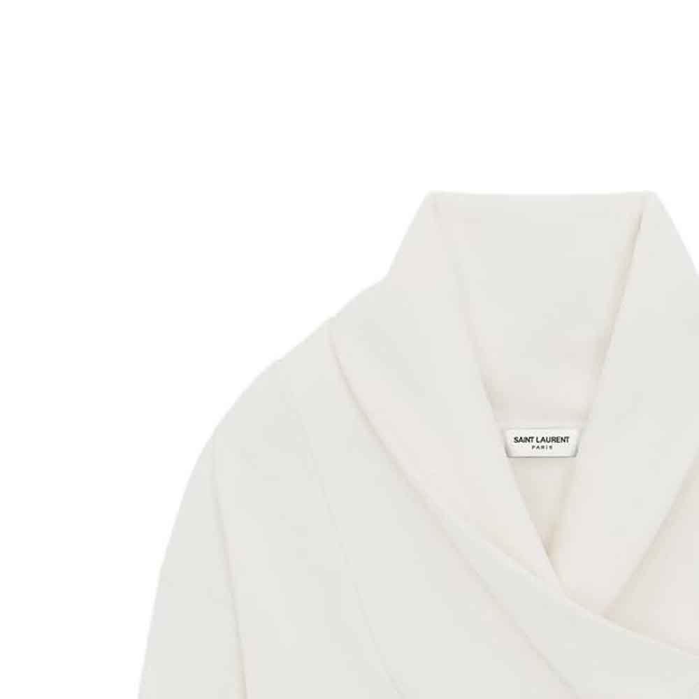 Shop SAINT LAURENT SS23  White Ribbed Knit Casual Sweater 755059Y36SW9538