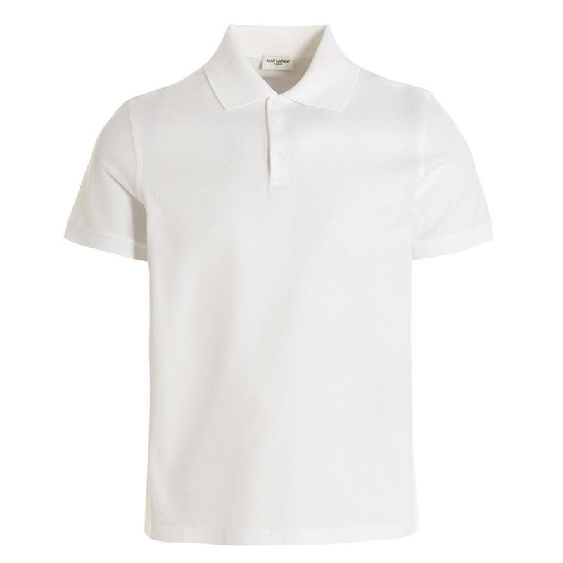 SAINT LAURENT SS23  White Solid Casual Short Sleeve Polo Shirt 712300YB2OC9000
