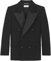 Saint Laurent SS23 Black Double-Breasted Loose Fit Blazer Jacket for Men 735686Y7E631000 Saint Laurent SS23 Black Double-Breasted Loose Fit Blazer Jacket for Men 735686Y7E631000