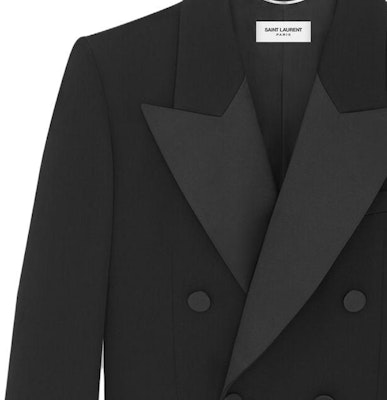 Saint Laurent SS23 Blazer Pria Hitam Longgar Double-Breasted. 735686Y7E631000 Details for Saint Laurent SS23 Blazer Pria Hitam Longgar Double-Breasted. 735686Y7E631000
