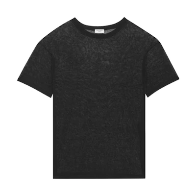 SAINT LAURENT SS23 Black Monogram Print Crew Neck T-Shirt . 729969Y75VQ1000