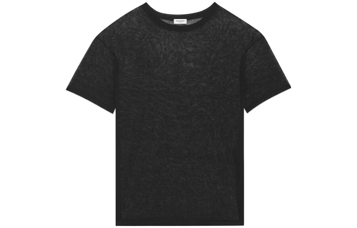 Order SAINT LAURENT SS23 Black Monogram Print Crew Neck T-Shirt . 729969Y75VQ1000