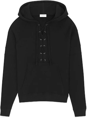 Saint Laurent SS23 Black Solid Drawstring Hoodie 729849Y36SW1000 Order Saint Laurent SS23 Black Solid Drawstring Hoodie 729849Y36SW1000