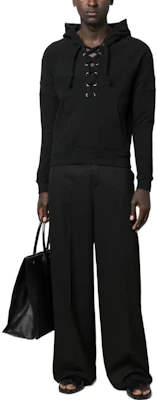 Saint Laurent SS23 Black Solid Drawstring Hoodie 729849Y36SW1000 Shop Saint Laurent SS23 Black Solid Drawstring Hoodie 729849Y36SW1000