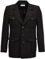 Saint Laurent SS23 Black Solid Single-Breasted Long-Sleeve Jacket 731986Y7E611000 Saint Laurent SS23 Black Solid Single-Breasted Long-Sleeve Jacket 731986Y7E611000