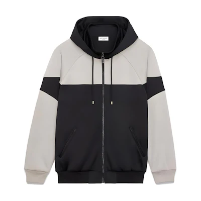 Saint Laurent SS23 Colorblock Zip Hoodie Men’s Pearl Black 754100Y37IT1099