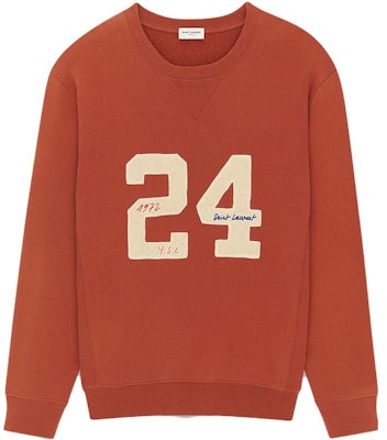 SAINT LAURENT SS23 Digital Letter Print Pullover Sweatshirt Men Red Brown. 731083Y37FY6457 Buy SAINT LAURENT SS23 Digital Letter Print Pullover Sweatshirt Men Red Brown. 731083Y37FY6457