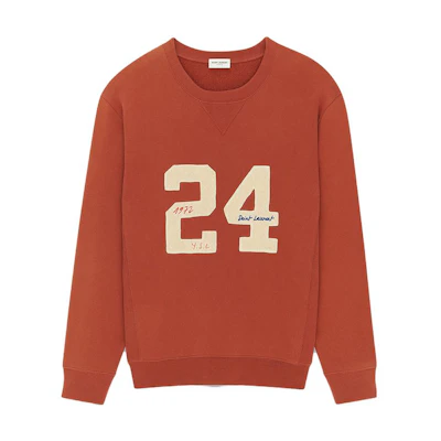 SAINT LAURENT SS23 Digital Letter Print Pullover Sweatshirt Men Red Brown. 731083Y37FY6457