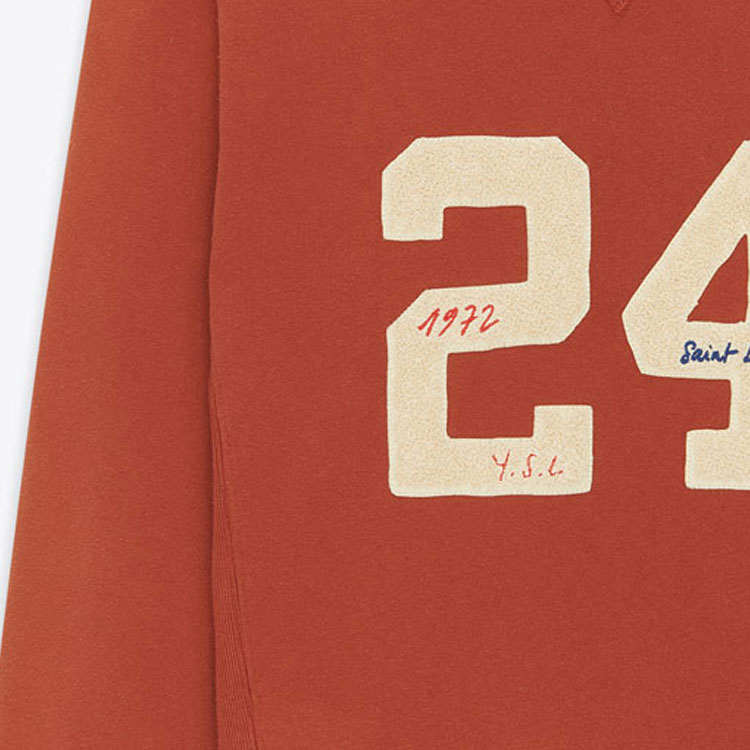 Details for SAINT LAURENT SS23 Digital Letter Print Pullover Sweatshirt Men Red Brown. 731083Y37FY6457