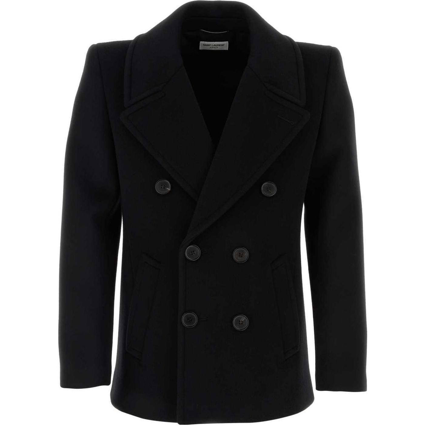 Saint Laurent SS23 Double-Breasted Solid Black Long Sleeve Jacket Menswear 747522Y060R1005