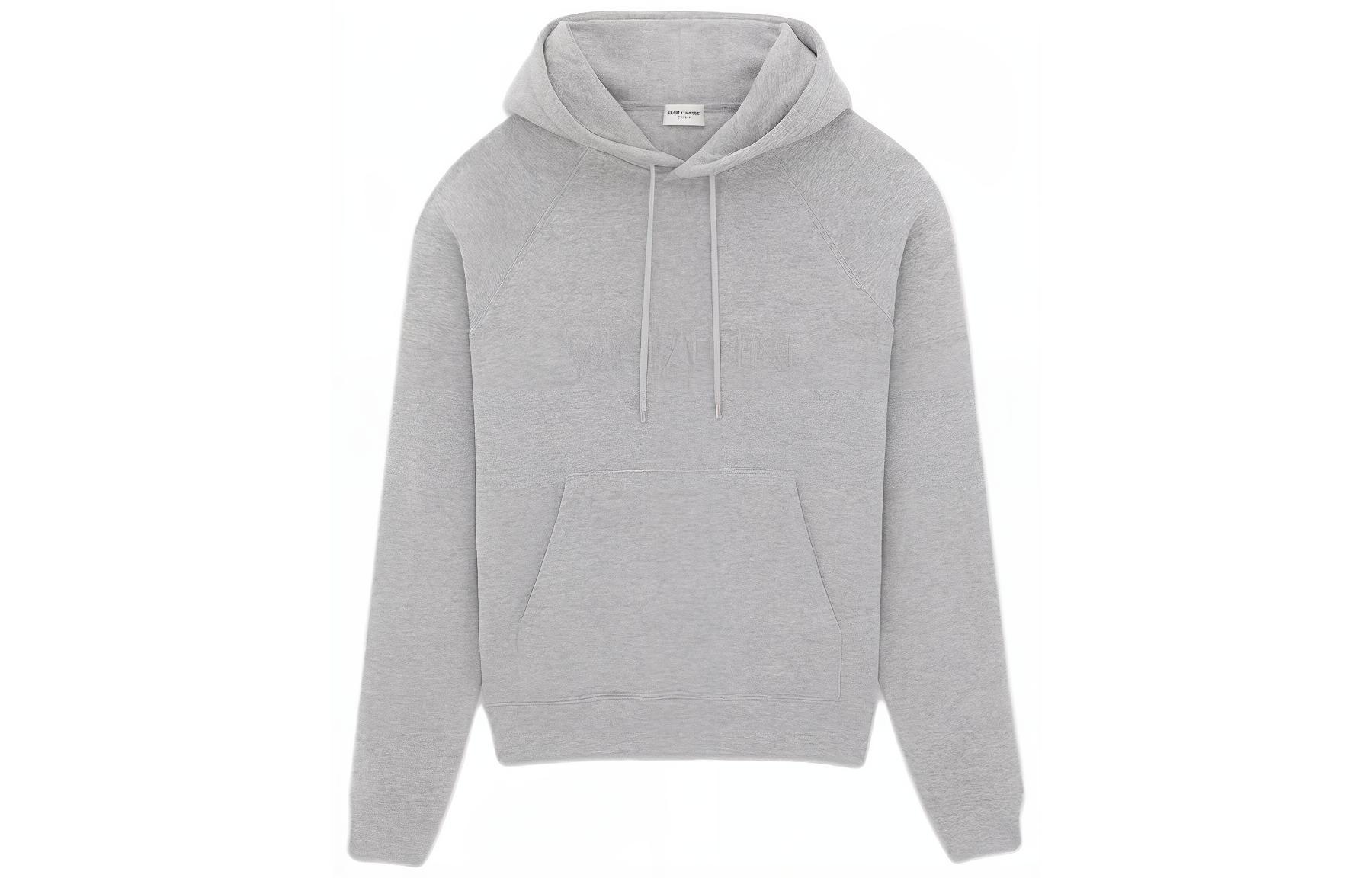 Saint Laurent SS23 Embroidered Logo Hoodie Men’s Light Gray 732313Y37GY1403