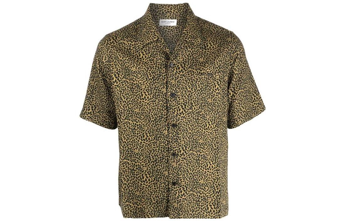 Order 圣罗兰 SS23 豹纹短袖衬衫 棕色 638555Y04DN2290