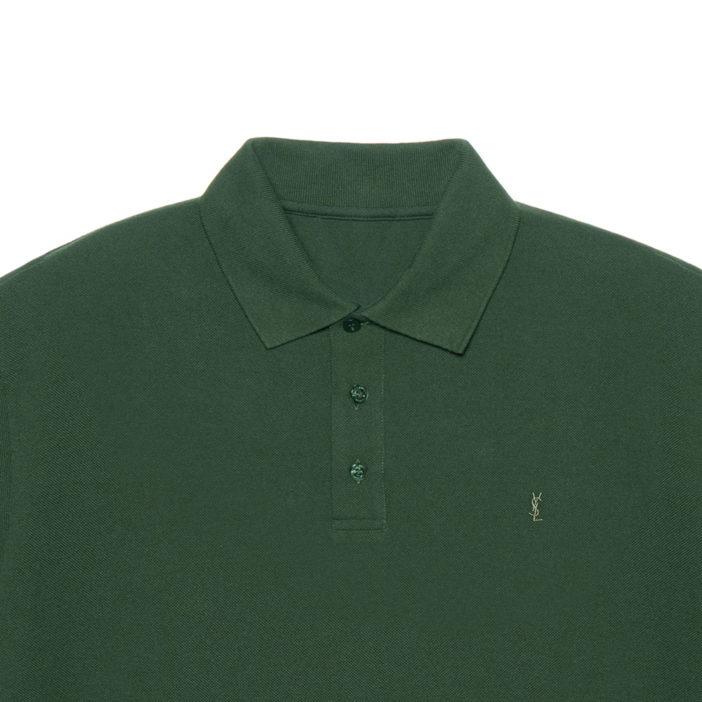 Sizing 圣罗兰SS23标志刺绣宽松版型男士绿色POLO衫 713901Y37HC3642
