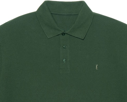 圣罗兰SS23标志刺绣宽松版型男士绿色POLO衫 713901Y37HC3642 Sizing 圣罗兰SS23标志刺绣宽松版型男士绿色POLO衫 713901Y37HC3642