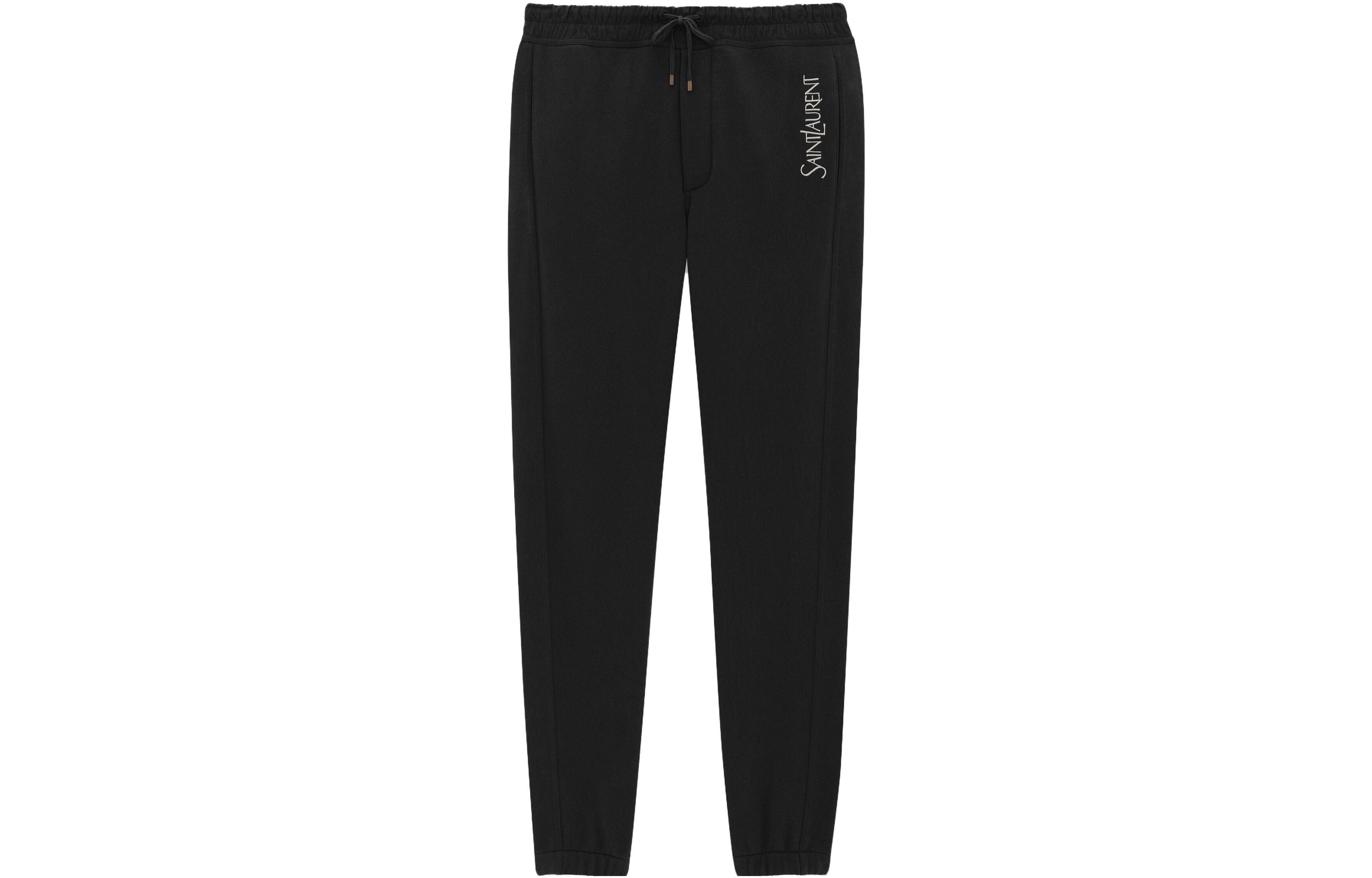 Saint Laurent SS23 Logo Print Drawstring Jogger Pants  Black 736739Y36ZO1095
