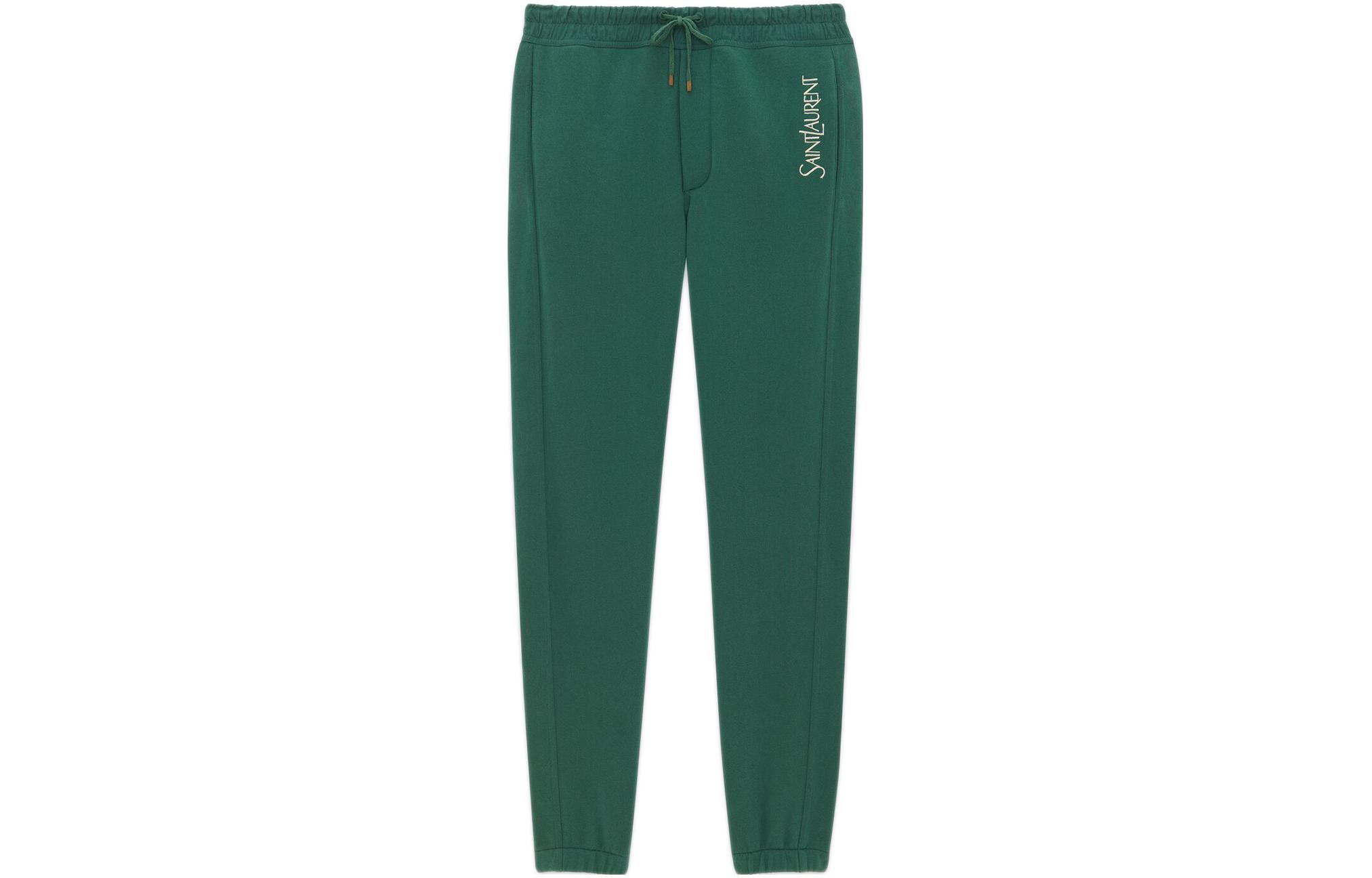 SAINT LAURENT SS23 Logo Print Jogger Pants Green  Casualwear 736739Y36ZO3064
