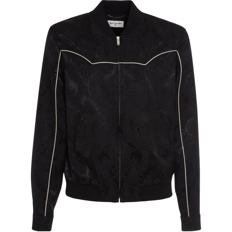 Saint Laurent SS23 Printed Bomber Jacket Black Long Sleeve 679636Y2E79